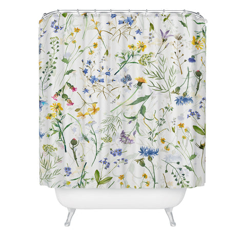 UtArt Scandinavian Midsummer Blue Shower Curtain
