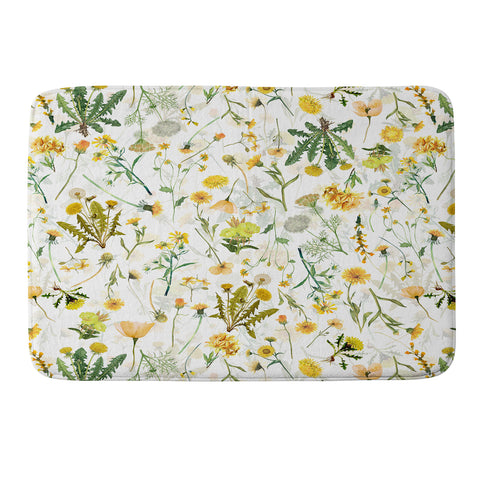UtArt Scandinavian Yellow Wildflower Memory Foam Bath Mat