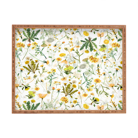 UtArt Scandinavian Yellow Wildflower Rectangular Tray