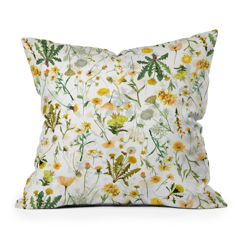 UtArt Scandinavian Yellow Wildflower Throw Pillow