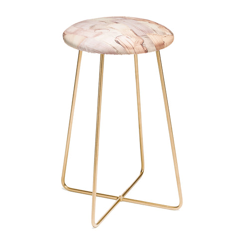 UtArt Shiny Metal Copper Hand Drawn Counter Stool