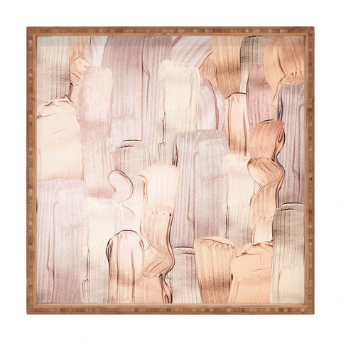 UtArt Shiny Metal Copper Hand Drawn Square Tray