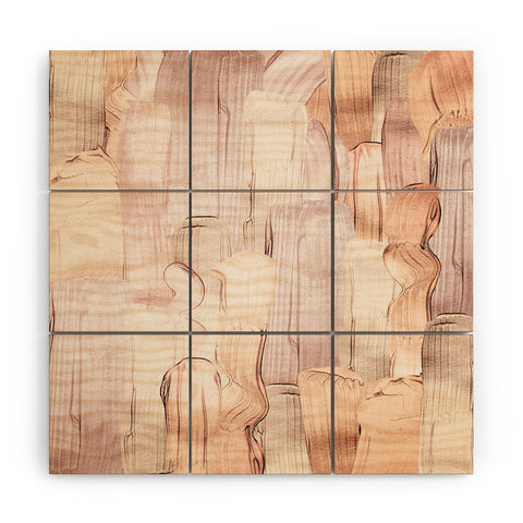 UtArt Shiny Metal Copper Hand Drawn Wood Wall Mural