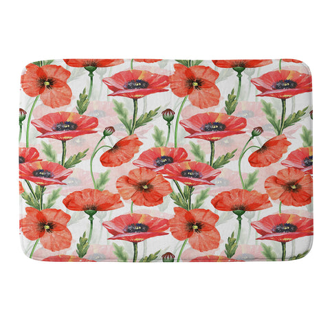 UtArt Summer Botanical Poppies Field Memory Foam Bath Mat