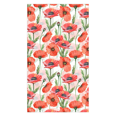 UtArt Summer Botanical Poppies Field Tablecloth