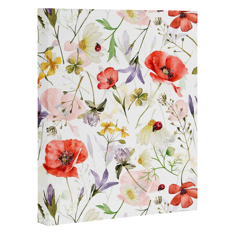 UtArt Watercolor Poppies Cornflowers Art Canvas