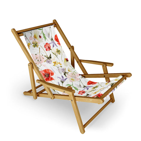 UtArt Watercolor Poppies Cornflowers Sling Chair