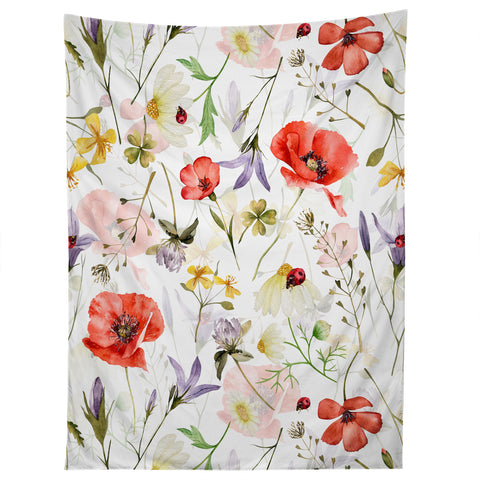 UtArt Watercolor Poppies Cornflowers Tapestry