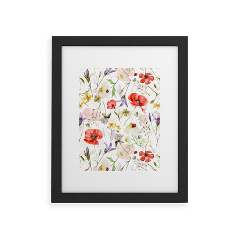 UtArt Watercolor Poppies Cornflowers Framed Art Print