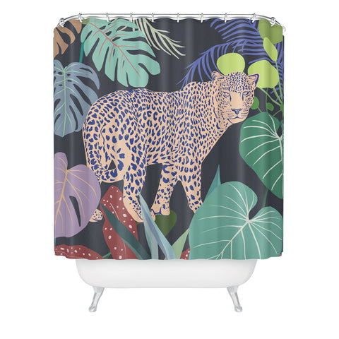Uzualsunday Hello Leopard Shower Curtain