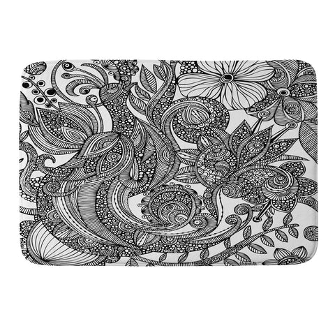Valentina Ramos Bird In Flowers Black White Memory Foam Bath Mat