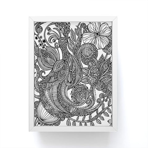 Valentina Ramos Bird In Flowers Black White Framed Mini Art Print