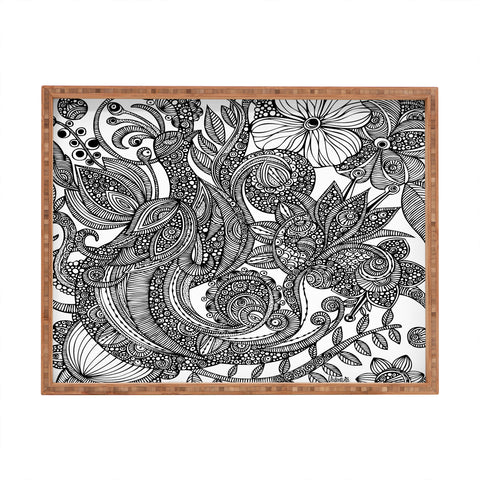 Valentina Ramos Bird In Flowers Black White Rectangular Tray