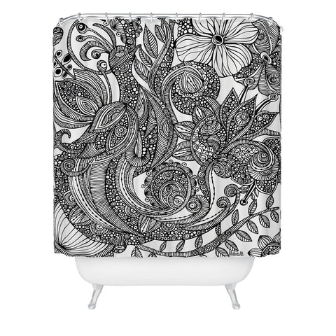 Valentina Ramos Bird In Flowers Black White Shower Curtain