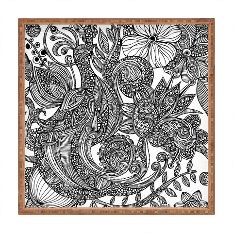 Valentina Ramos Bird In Flowers Black White Square Tray
