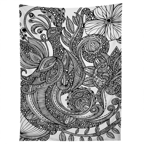 Valentina Ramos Bird In Flowers Black White Tapestry