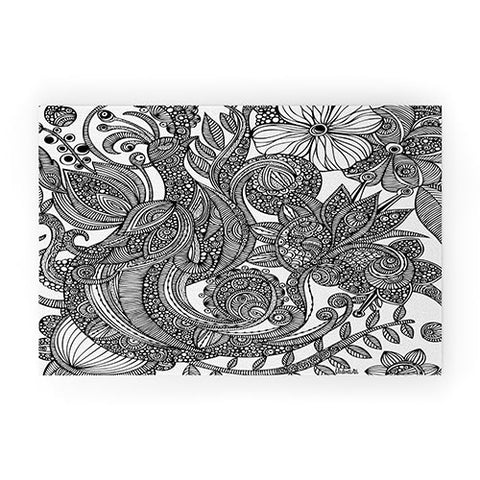 Valentina Ramos Bird In Flowers Black White Welcome Mat