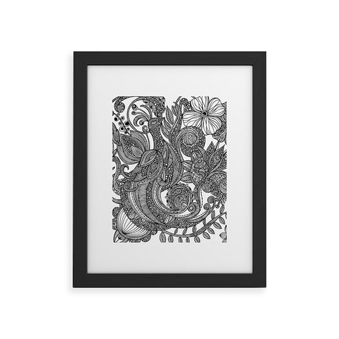 Valentina Ramos Bird In Flowers Black White Framed Art Print