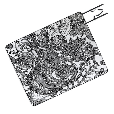Valentina Ramos Bird In Flowers Black White Picnic Blanket