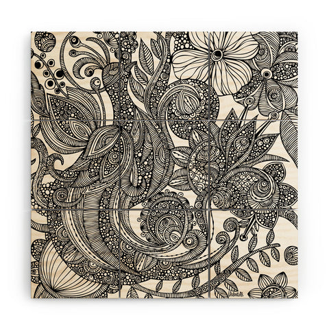 Valentina Ramos Bird In Flowers Black White Wood Wall Mural