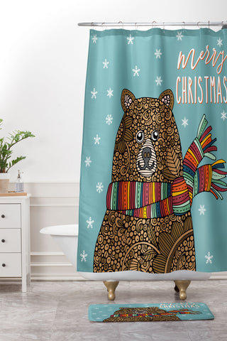 Valentina Ramos Christmas Bear Shower Curtain And Mat
