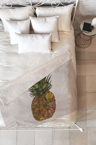 Valentina Ramos Pineapple Flower Fleece Throw Blanket
