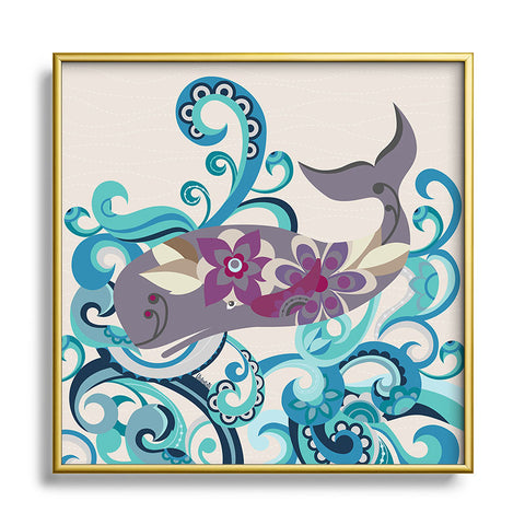 Valentina Ramos Whale Blossom Metal Square Framed Art Print