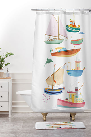 Valeria Frustaci Boats poster Shower Curtain And Mat