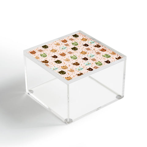 Valeria Frustaci Cats pattern retro Acrylic Box