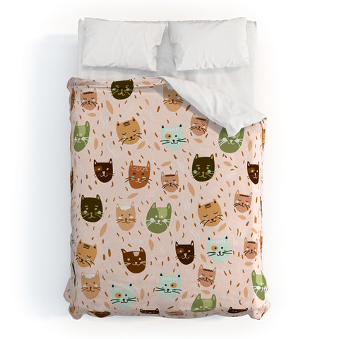 Valeria Frustaci Cats pattern retro Duvet Cover