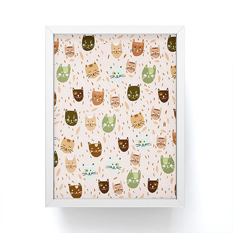 Valeria Frustaci Cats pattern retro Framed Mini Art Print