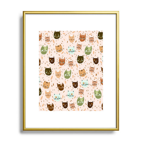 Valeria Frustaci Cats pattern retro Metal Framed Art Print