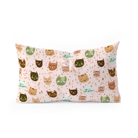 Valeria Frustaci Cats pattern retro Oblong Throw Pillow