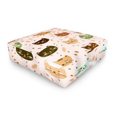 Valeria Frustaci Cats pattern retro Outdoor Floor Cushion