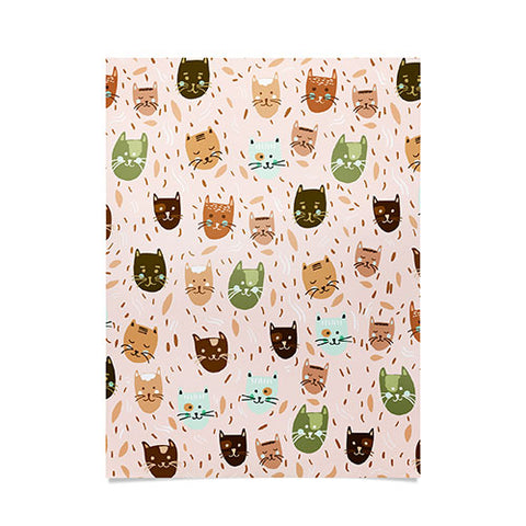 Valeria Frustaci Cats pattern retro Poster