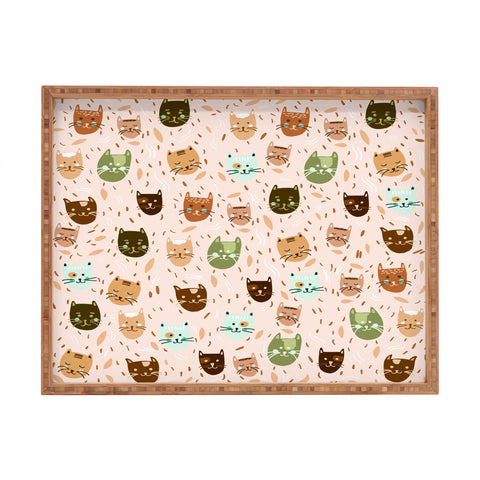 Valeria Frustaci Cats pattern retro Rectangular Tray