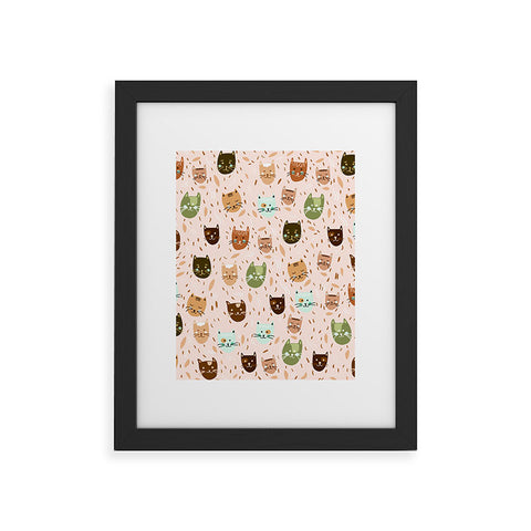 Valeria Frustaci Cats pattern retro Framed Art Print