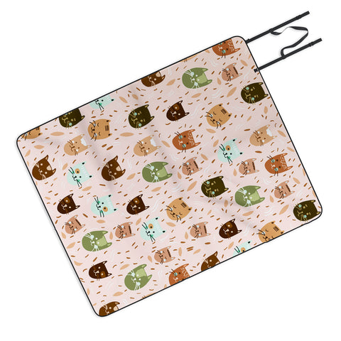 Valeria Frustaci Cats pattern retro Picnic Blanket