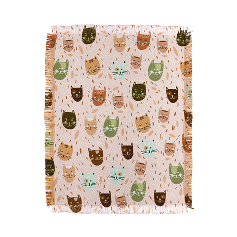 Valeria Frustaci Cats pattern retro Throw Blanket