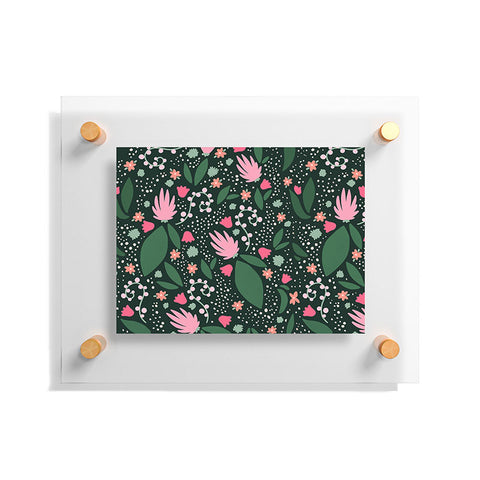 Valeria Frustaci Flowers pattern in pink and green Floating Acrylic Print