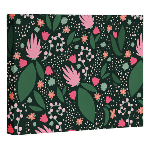 Valeria Frustaci Flowers pattern in pink and green Art Canvas