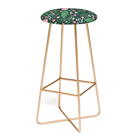 Valeria Frustaci Flowers pattern in pink and green Bar Stool