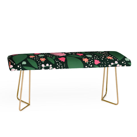 Valeria Frustaci Flowers pattern in pink and green Bench