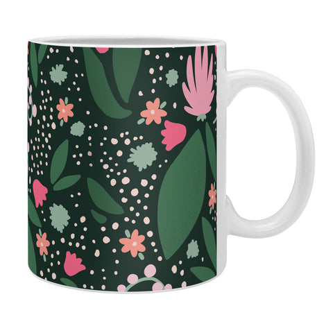 Valeria Frustaci Flowers pattern in pink and green Coffee Mug