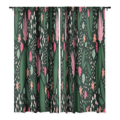 Valeria Frustaci Flowers pattern in pink and green Blackout Non Repeat