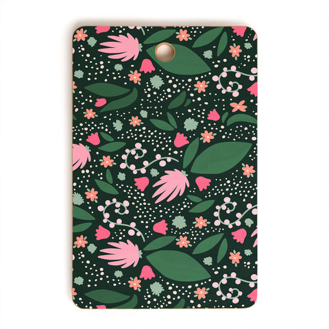 Valeria Frustaci Flowers pattern in pink and green Cutting Board Rectangle