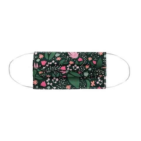 Valeria Frustaci Flowers pattern in pink and green Face Mask