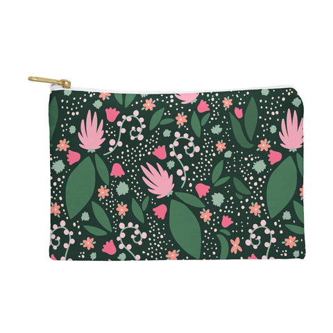 Valeria Frustaci Flowers pattern in pink and green Pouch