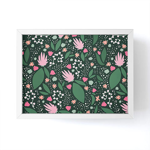 Valeria Frustaci Flowers pattern in pink and green Framed Mini Art Print