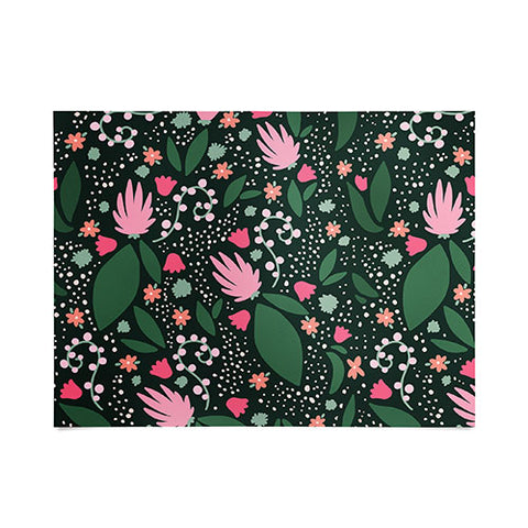 Valeria Frustaci Flowers pattern in pink and green Poster